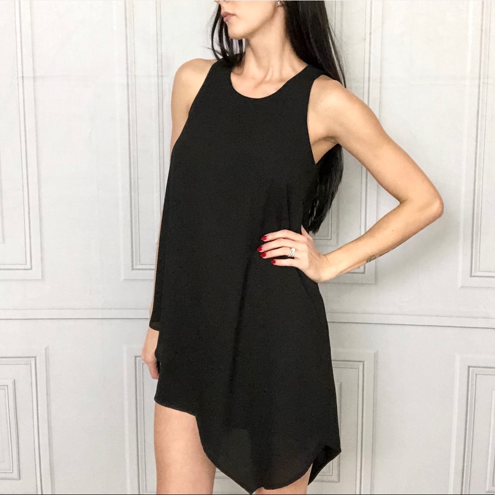 Monteau Sleeveless Asymmetrical Hem Mini Dress